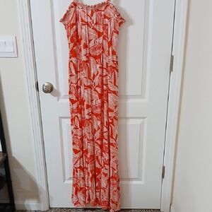 Serra Orange and White Maxi Dress